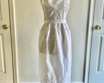 Antique WWI Era French Silk Apron, Valenciennes Lace Trim, Mothers