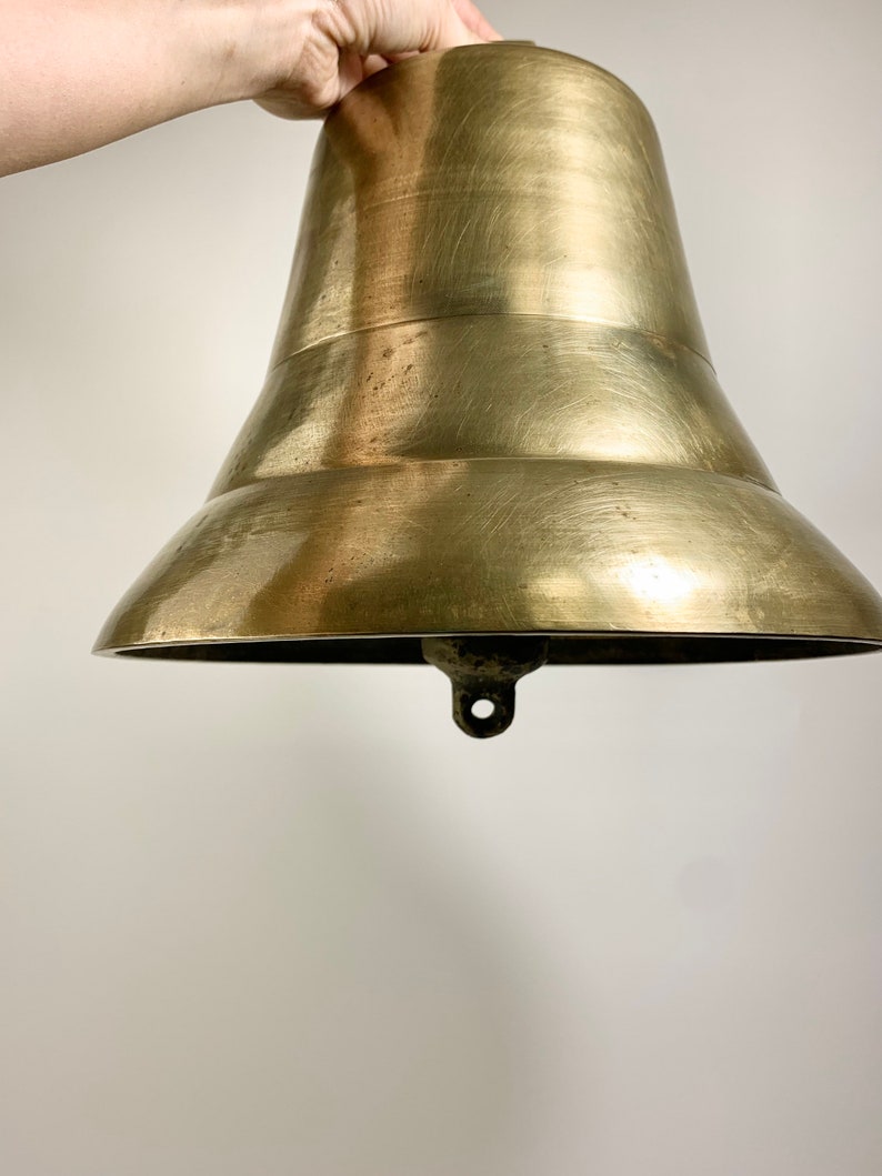 Large Brass Ship’s Bell Vintage Nautical Maritime Clapper Heavy Patina ...
