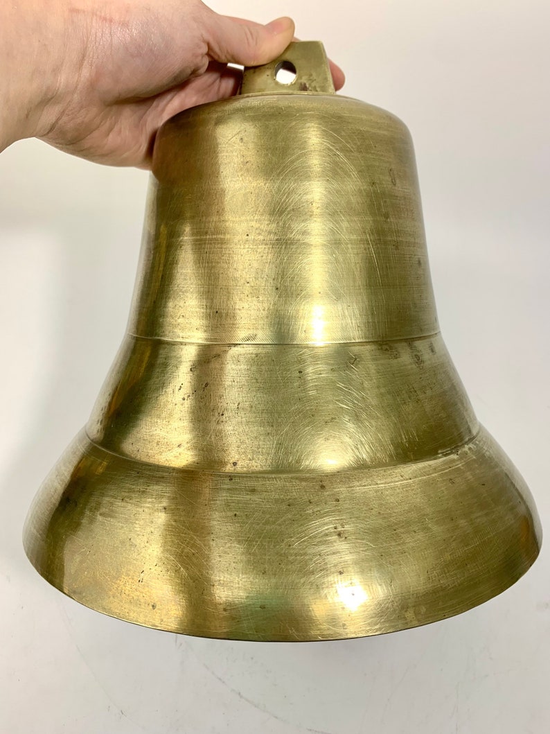 Large Brass Ship’s Bell Vintage Nautical Maritime Clapper Heavy Patina ...
