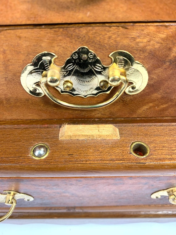 Japanese Tansu Style Wood Jewelry Box Chest of Drawer… Gem
