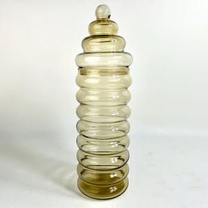 Vintage Holmegaard Primula Smoke Glass Canister - Danish Modern Apothecary Jar