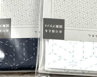 Parquet Geometric Mosaic Pattern White or Navy Sampler or Kit with Thread for Japanese Hand Stitching