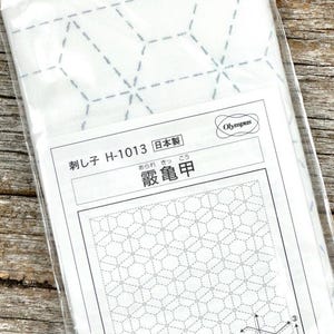 Sashiko Hana-Fukin: Tortoise Shell Pattern, Pre-Printed Wash Away Stencil Panel H-1013