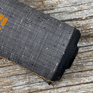 Black Cream Woven Japanese Fabric Vintage with Slub Neps Texture for Kimono