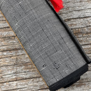 Black Cream Woven Japanese Fabric Vintage with Slub Neps Texture for Kimono