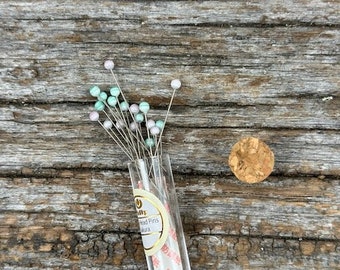 Glass Head Pins Pastel Sakura Colours Heat Resistant Made In Japan