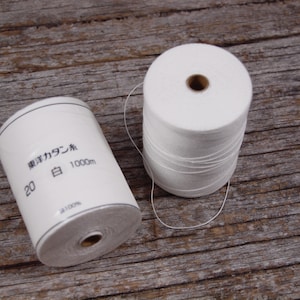 Shibori Cotton White Thread 1000m Roll from Japan