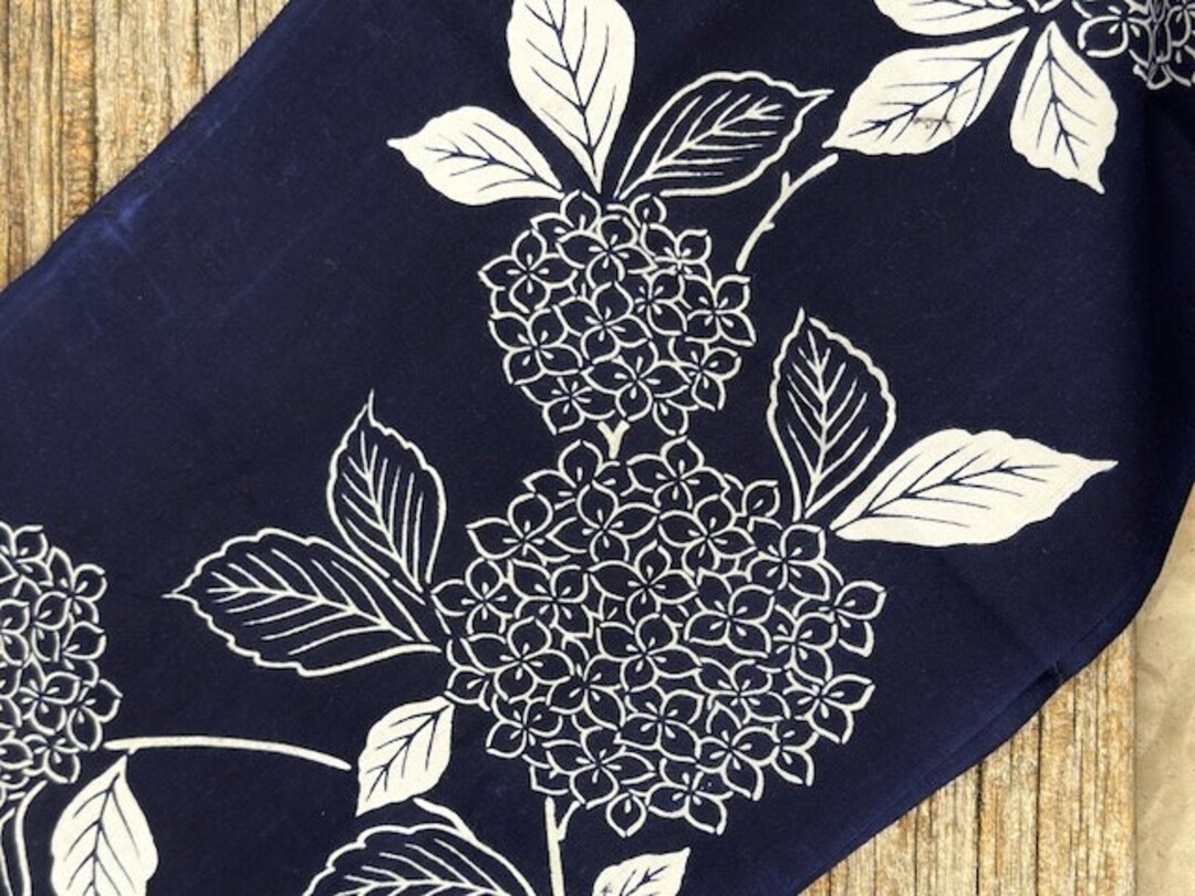 Antique Cotton Flower Blue White Yukata Fabric. Etsy