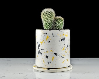 Terrazzo succulent planter, Cutlery holder, Pencil holder, Succulent pot for indoor plants,Cactus pot, Terrazzo pot,Geometric modern planter