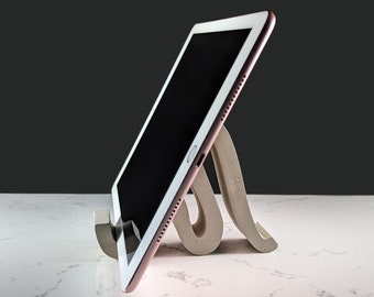 Curvy tablet stand, Modern concrete iPad holder, iPhone stand, cellphone stand, Minimalistic cellphone stand