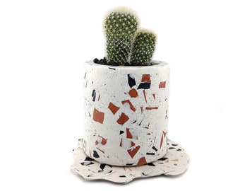 Terrazzo succulent planter, Cutlery holder, Pencil holder, Succulent pot for indoor plants,Cactus pot, Terrazzo pot,Geometric modern planter