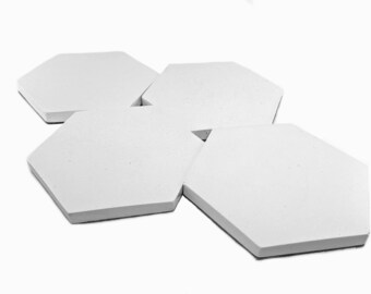 Drink coasters set of 4 made of concrete in white, Hexagonal coaster set, Industrial coaster, White geometric coaster set, Home decor