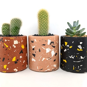 Terrazzo succulent planter, Cutlery holder, Pencil holder, Succulent pot for indoor plants,Cactus pot, Terrazzo pot,Geometric modern planter image 8