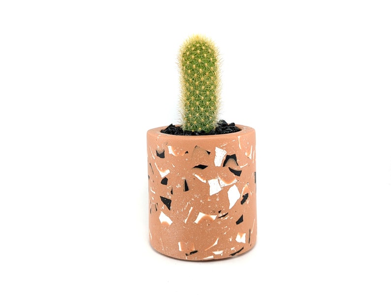 Terrazzo succulent planter, Cutlery holder, Pencil holder, Succulent pot for indoor plants,Cactus pot, Terrazzo pot,Geometric modern planter image 5