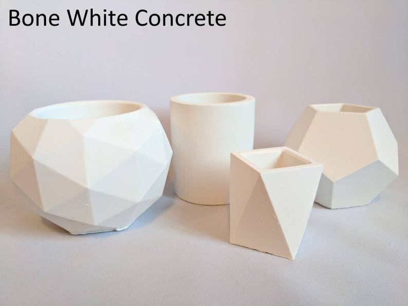 Geometric concrete succulent planter set of 4, Handmade plant pots with tray for indoor plants, Pots for indoor houseplants image 7