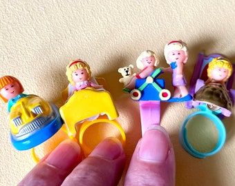 Polly pocket vintage,  lot with 4 rings polly pocket, tiny world, 90s toy nib, new polly pocket