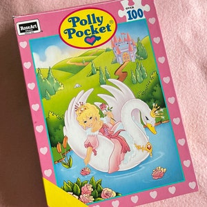 Polly pocket vintage,  rare polly pocket jigsaw puzzle swan, 90s toy, polly pocket, vintage girl toy, 90s toys, Polly and horse