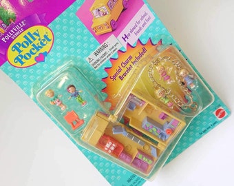 Polly pocket vintage,  rare polly pocket, classroom on the go with bracelet new , 90s toy nib, new polly pocket, vintage girl toy, 90s toys