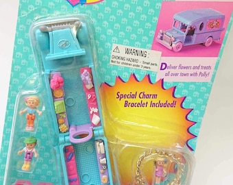 Polly pocket vintage,  rare polly pocket, flower shop on the go with bracelet new , 90s toy nib, new polly pocket, vintage girl toy, 90s toy