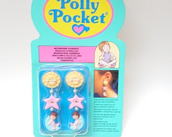 Polly pocket vintage,  new vintage polly pocket, earrings, 90s toy nib, new polly pocket