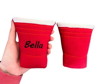 Red Beer Cup Dog Toy, Personalized Beer Dog Toy Handmade Dog Toy Party Cup Gift for Dog Lover Gift Squeaker Dog Toy