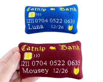 Credit Card CAT Custom Toy, Catnip New Cat Gift Catnip Toy Personalized Cat Toy Cute Funny Cat Toy Handmade Cat Toy Birthday Vegan Cat Toy