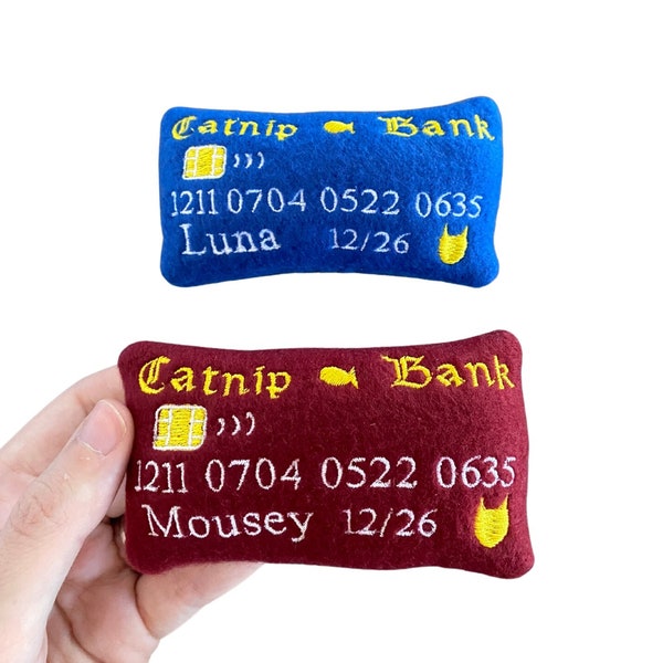 Credit Card CAT Custom Toy, Catnip New Cat Gift Catnip Toy Personalized Cat Toy Cute Funny Cat Toy Handmade Cat Toy Birthday Vegan Cat Toy