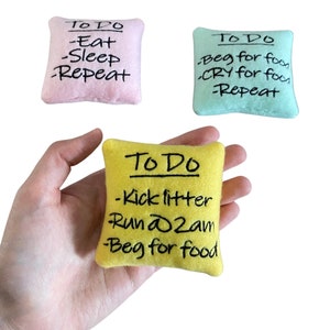 Sticky Note CAT Toy, Funny To Do List Cat Toy- Gift for Cat Lover, Cats and Kittens. Personalized Catnip Cat Toy