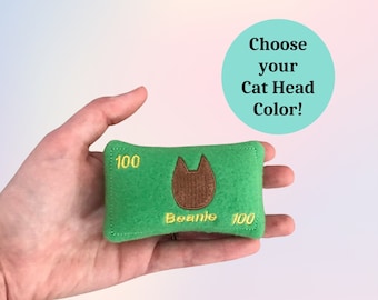 Money Custom CAT Toy, Personalized Catnip Toy. Gift for Cat Lover, Cats and Kittens