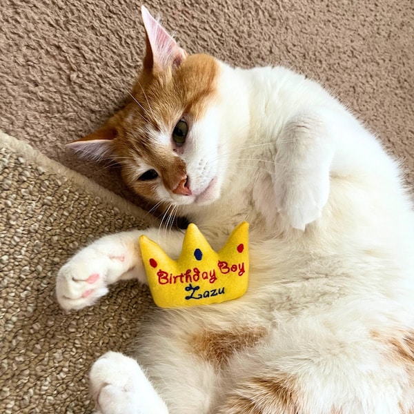 Crown Custom CAT Toy, Personalized Catnip Cat Toy- Gotcha Day Gift for Cat Lover, Cats and Kittens