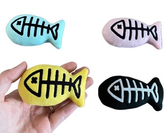 Fish Skeleton CAT Toy, Handmade Cat Vegan Cat Toy Gift for Cat Lover Gift Crazy Cat Lady Gift Kitten Cat Toy Cat Catnip Toy