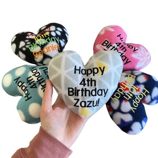 Birthday Custom DOG Toy, Personalized Heart Squeaky Toy- Gotcha Day Gift for Dog Lover, Dogs and Puppies