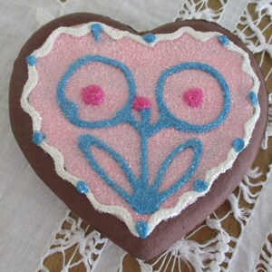 Vintage Christmas Ornament Gingerbread Heart c1960&#39;s Retro,Kitsch