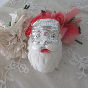 Vintage German Santa Claus Christmas Tree Ornament Blown Glass Large c1950&#39;s