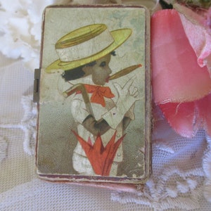 Antique Needle Sewing Case Black Memorabilia Notions c1890 Victorian Knitting, Needlepoint, Sewing, Quilting
