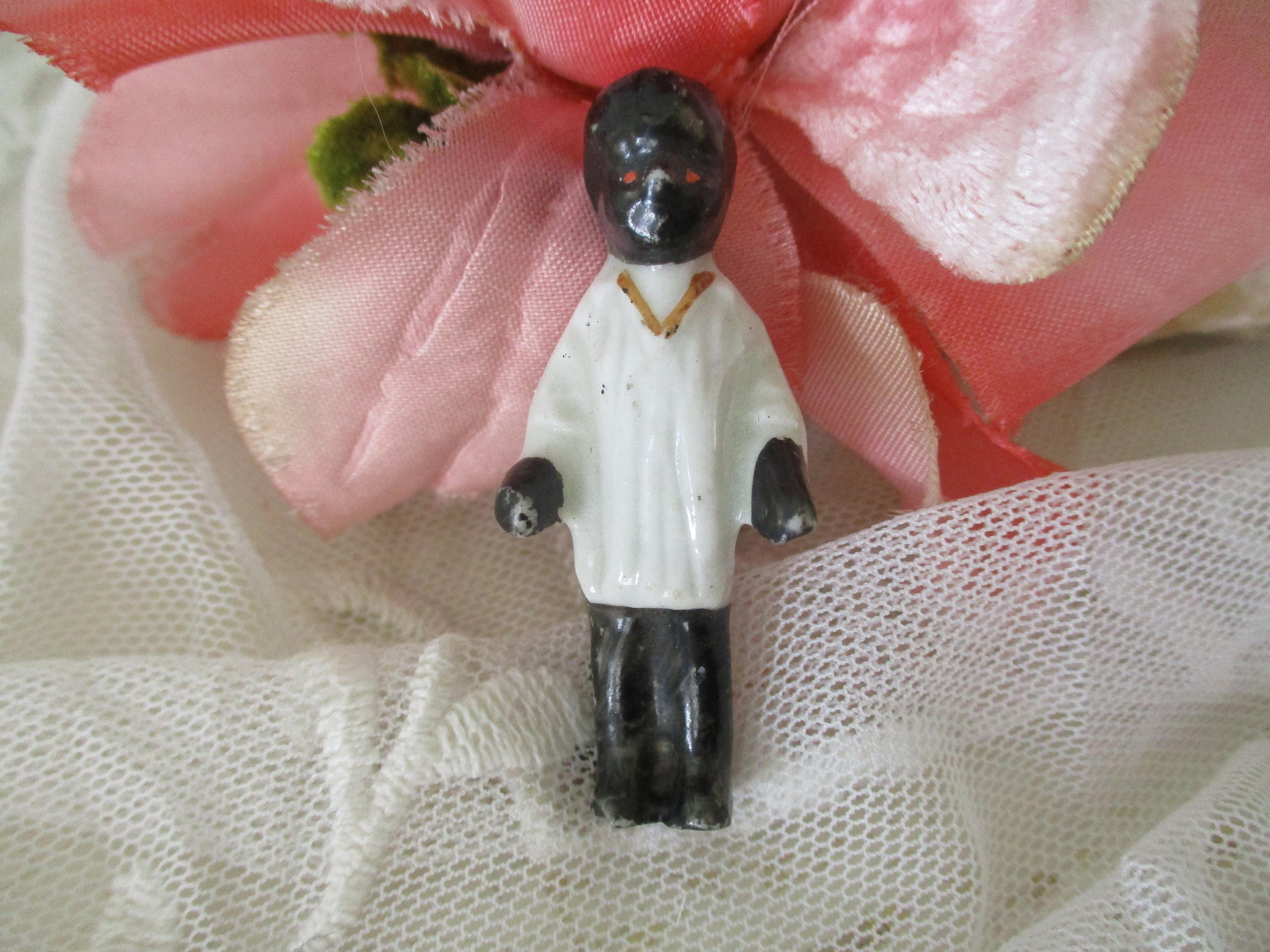 Ancienne Poupée Frozen Charlotte En Porcelaine - 1900, Garçon, Taille 10,5 Cm