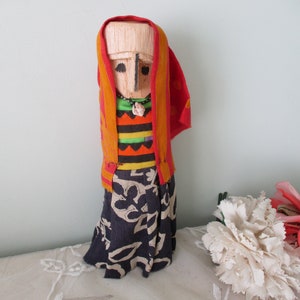 Vintage Folk Doll Healing Art Sjamaan Panama Buitenlandse Internationale Handgesneden Hout