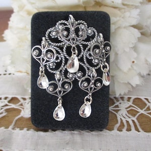 Handcrafted Norwegian Solje Brooch Sterling Silver Traditional Folk Wedding Jewelry
