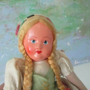 Vintage Cloth and ceramic Polish Doll Folk Craft Costume Art c1940&#39;s