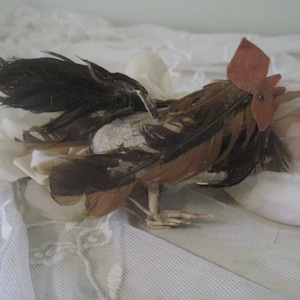 Vintage Miniature Rooster Toy Nordic Style, Shabby Decor