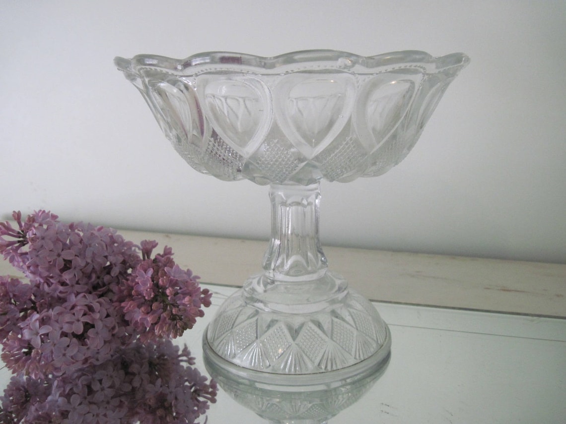 Antique EAPG Glass Compote Centerpiece Pedestal Serving Dish Etsy