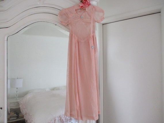 Antique/Vintage 1920's-30's Girl's Sheer Pink Dre… - image 1