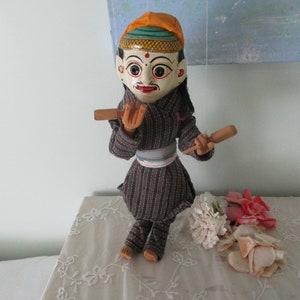 Vintage Puppet Marionette Nepalese Folk Art Handmade Nepal