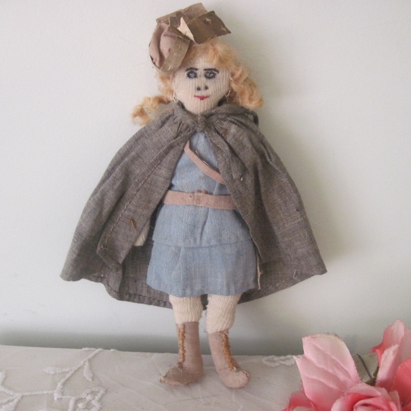 Vintage Cloth Doll Handsewn Fencing, Brownies, Girl Scouts c1930's, Sword