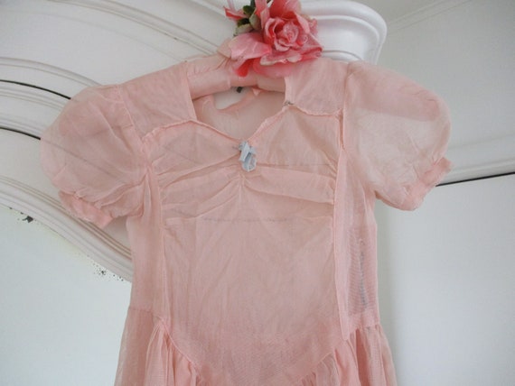 Antique/Vintage 1920's-30's Girl's Sheer Pink Dre… - image 2