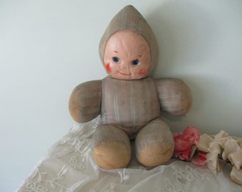 Vintage 1940er Tuch Baby Puppe Kinderzimmer Dekor