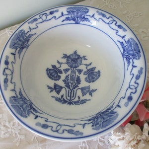 Antique Villeroy and Boch Serving Bowl Blue Poppy Porcelain c1900 German Art Nouveau