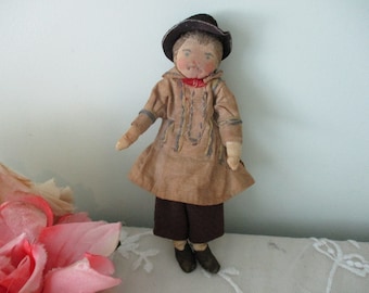 Antieke doek doll hand genaaid folk art miniatuur dollhouse c1910?
