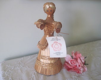 Vintage Puppe Russische Handgemachte Volkskunst Stroh c1960's - 70's