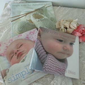 Set of 3 Vintage Knitting Pattern Books for Babies Classic Toys,Sweaters,Blankets Debbie Bliss